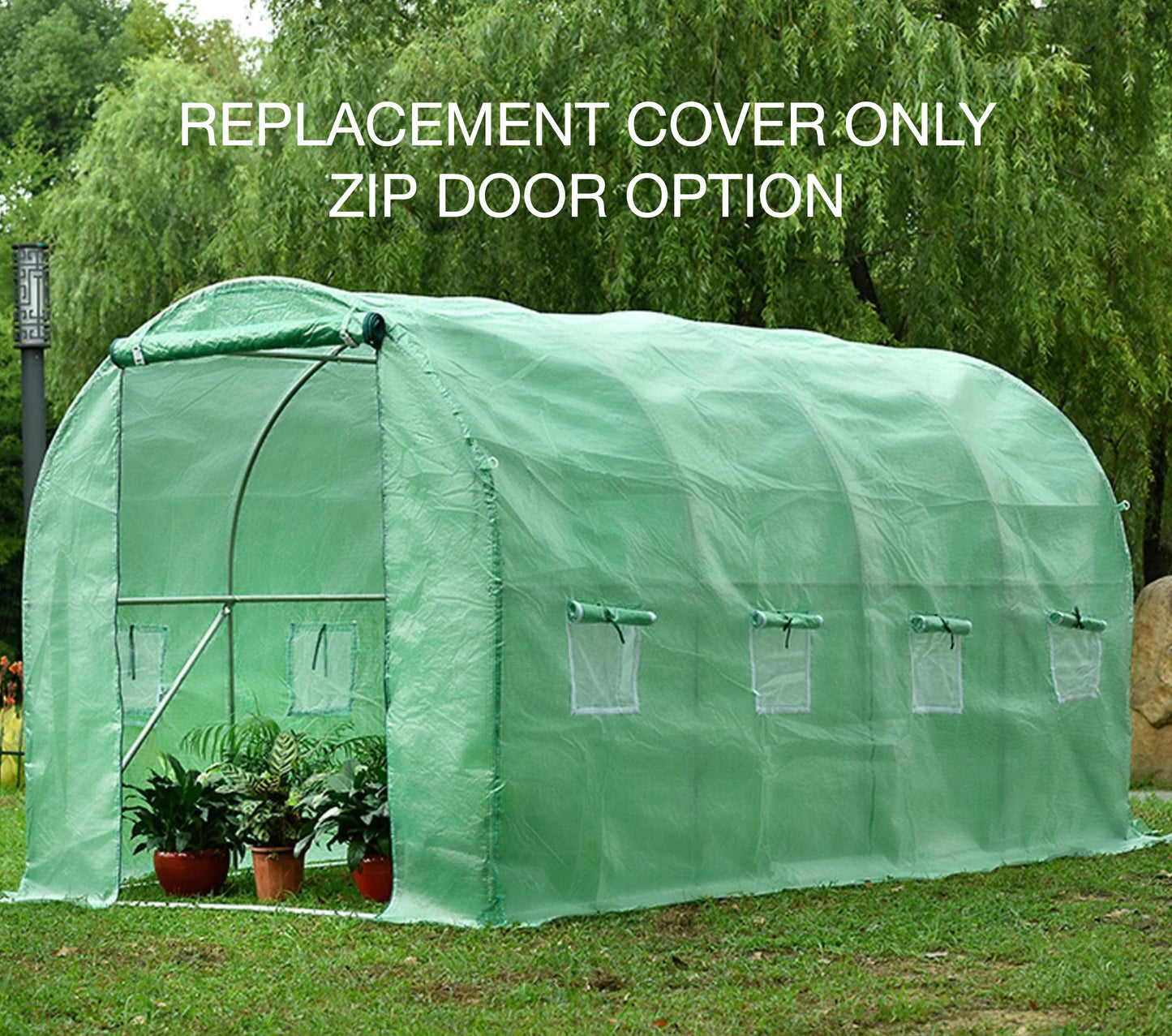 4m Replacement Polytunnel Greenhouse Cover - Zip Door