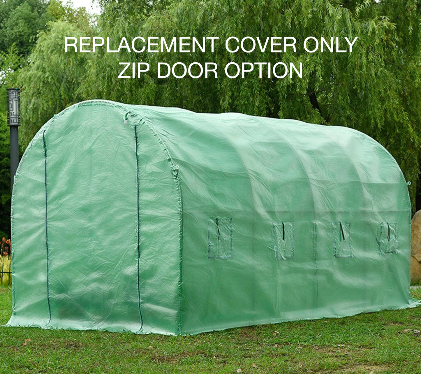 4m Replacement Polytunnel Greenhouse Cover - Zip Door