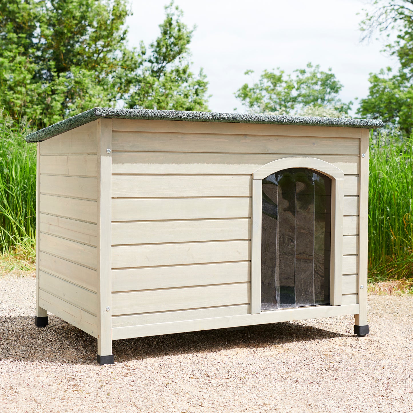 Medium Sage Grey Wooden Dog Kennel