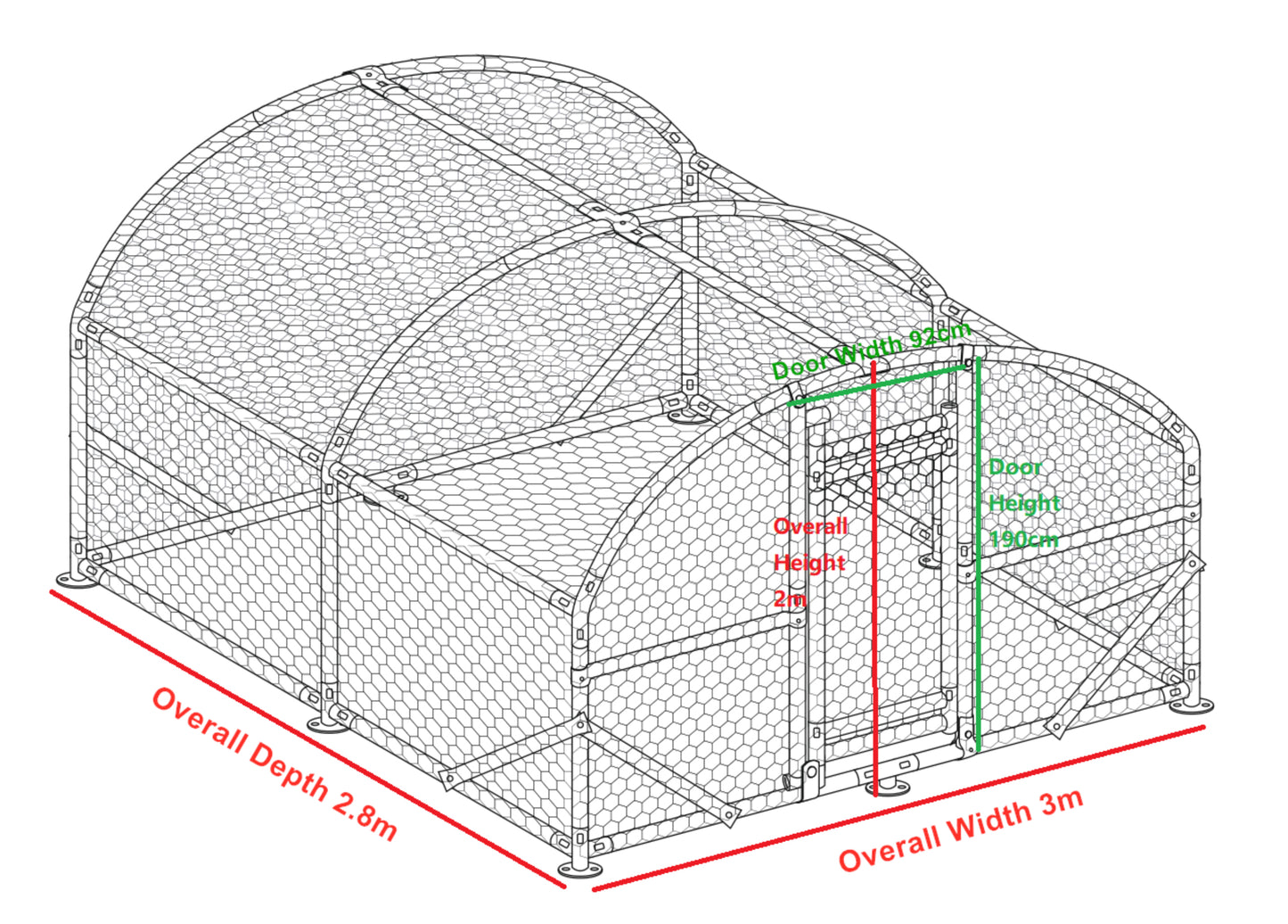 Small Outdoor Galvanised Cage - Walk In Chicken Run