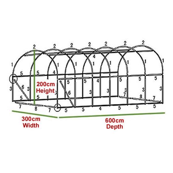 6m Replacement Polytunnel cover - Metal Door