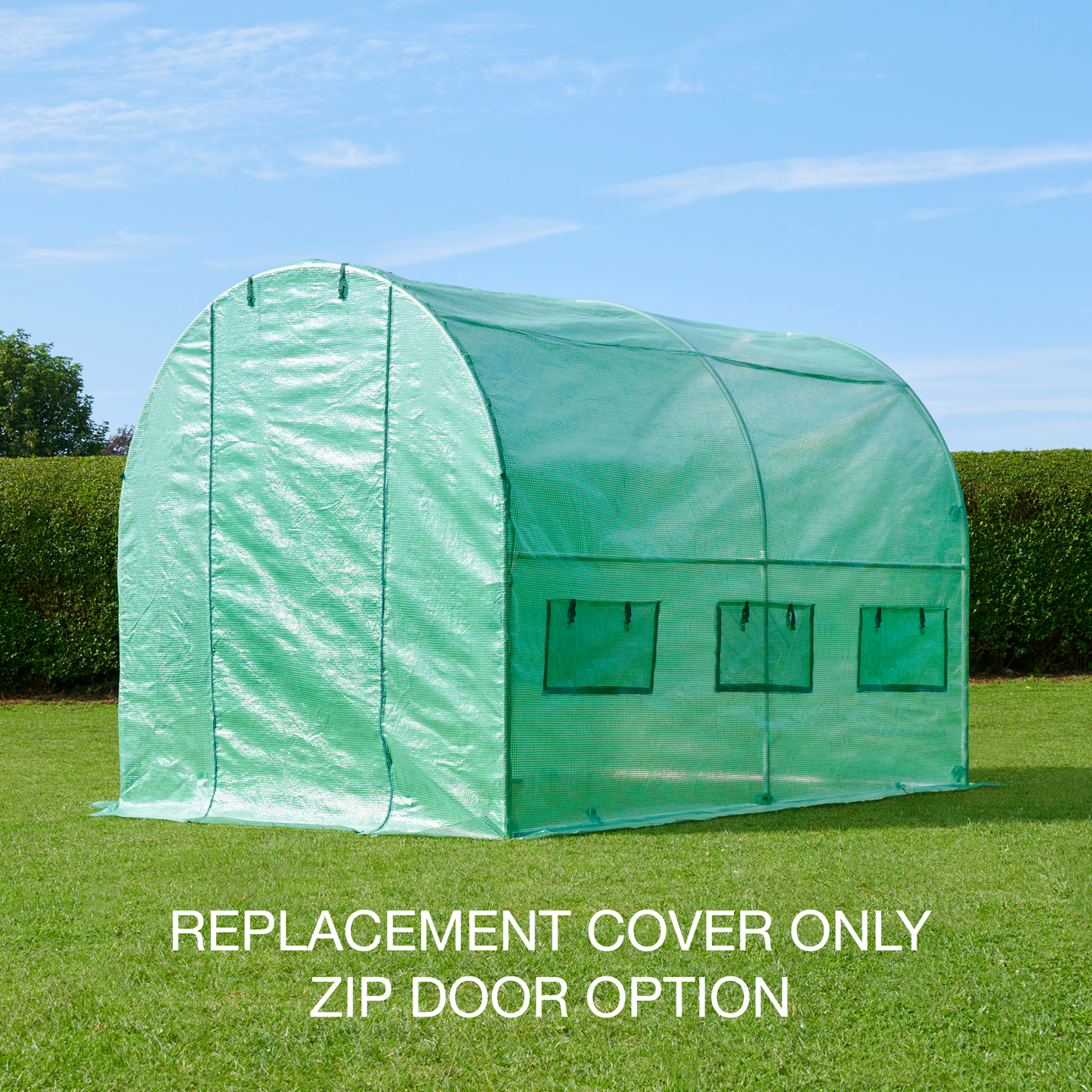 3m Replacement Polytunnel Greenhouse Cover - Zip Door