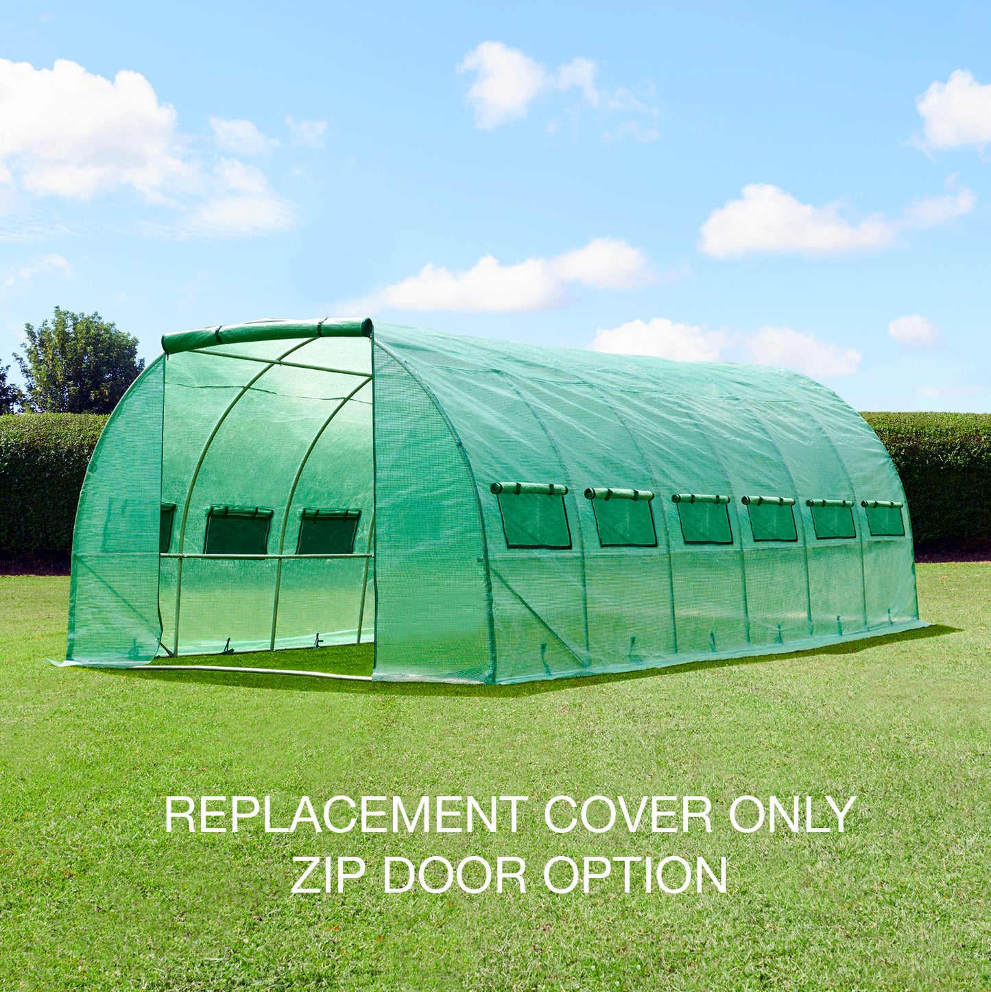 6m Replacement Polytunnel Greenhouse Cover - Zip Door