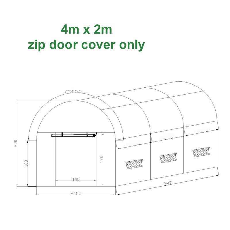 4m Replacement Polytunnel Greenhouse Cover - Zip Door