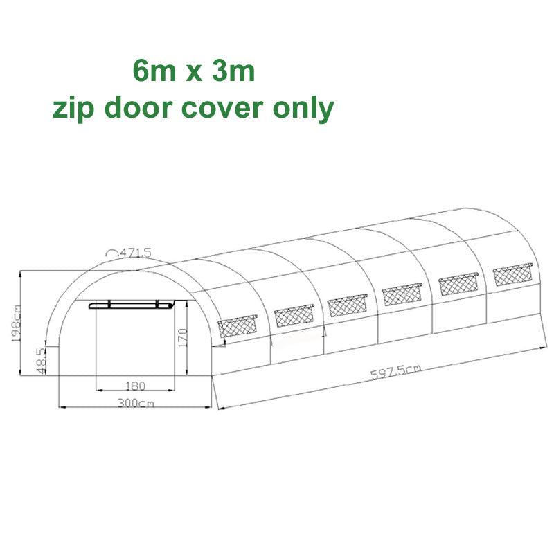 6m Replacement Polytunnel Greenhouse Cover - Zip Door